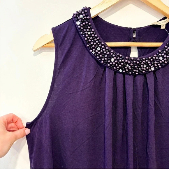 RW&CO Purple  halter top with beads - Picture 2 of 5